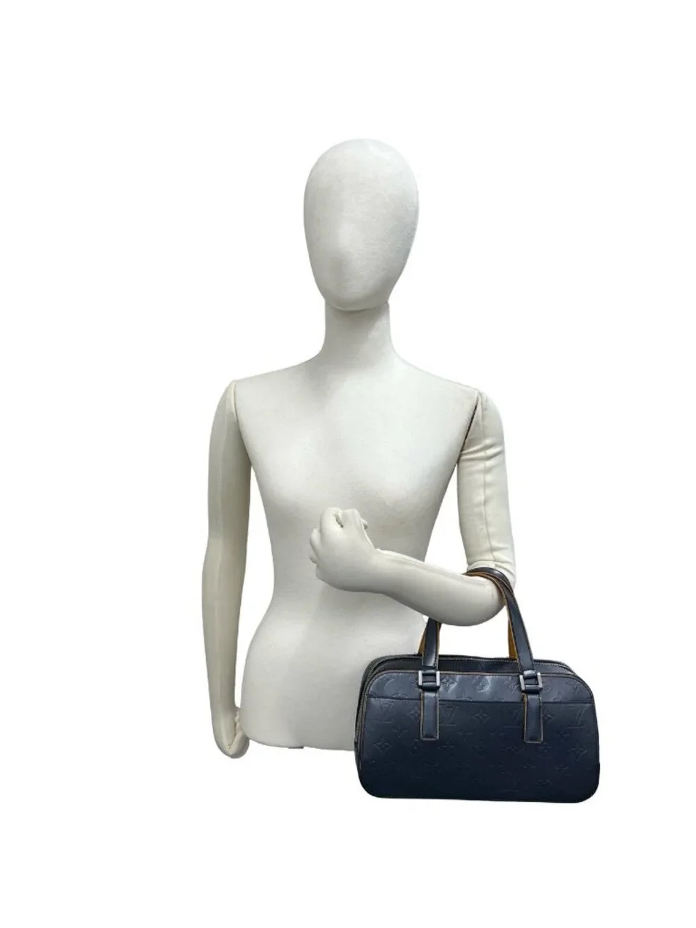 Louis Vuitton Shelton Monogram Matte Leather Mini Boston Bag Navy